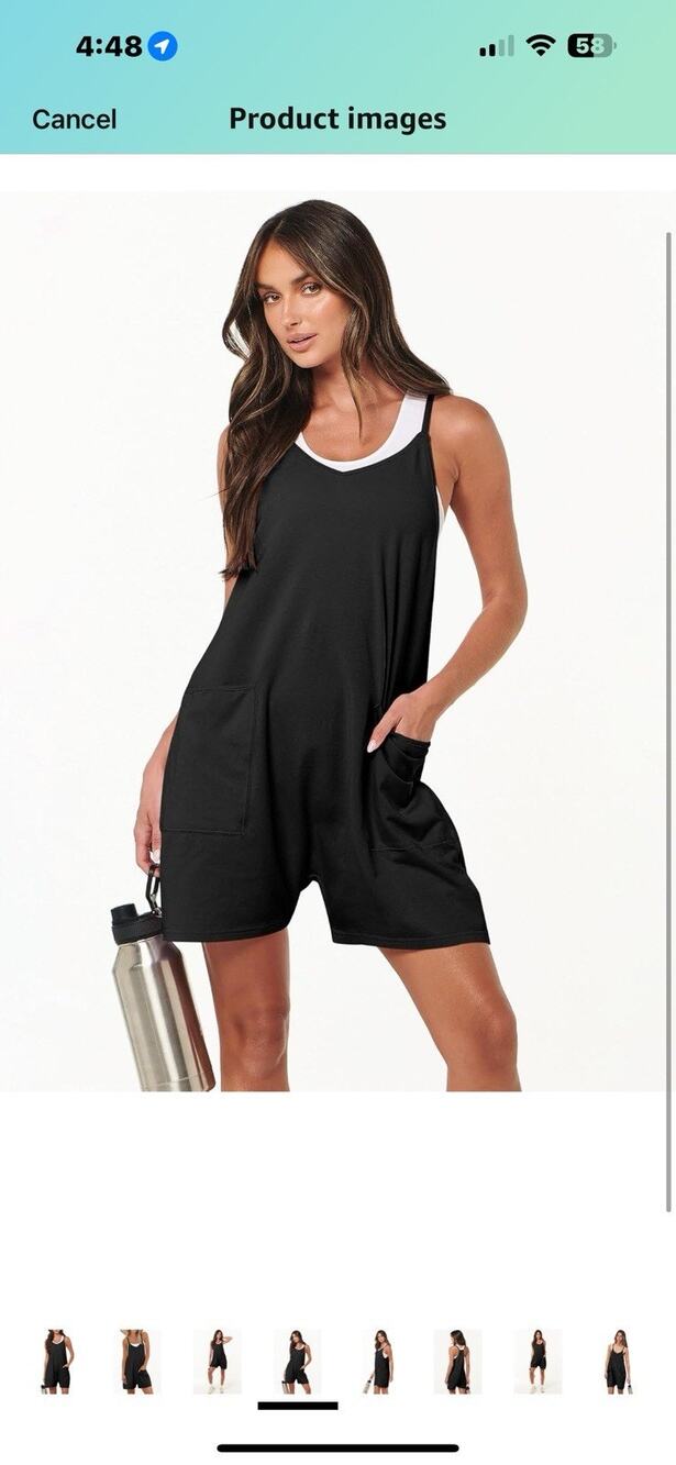 Women's Summer Romper – Casual Loose Spaghetti Strap Jumpsuit, Beach Outfit Sz S